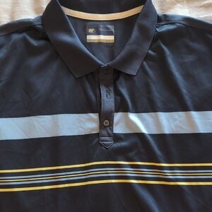 Men's Navy Blue Striped Polo Shirt